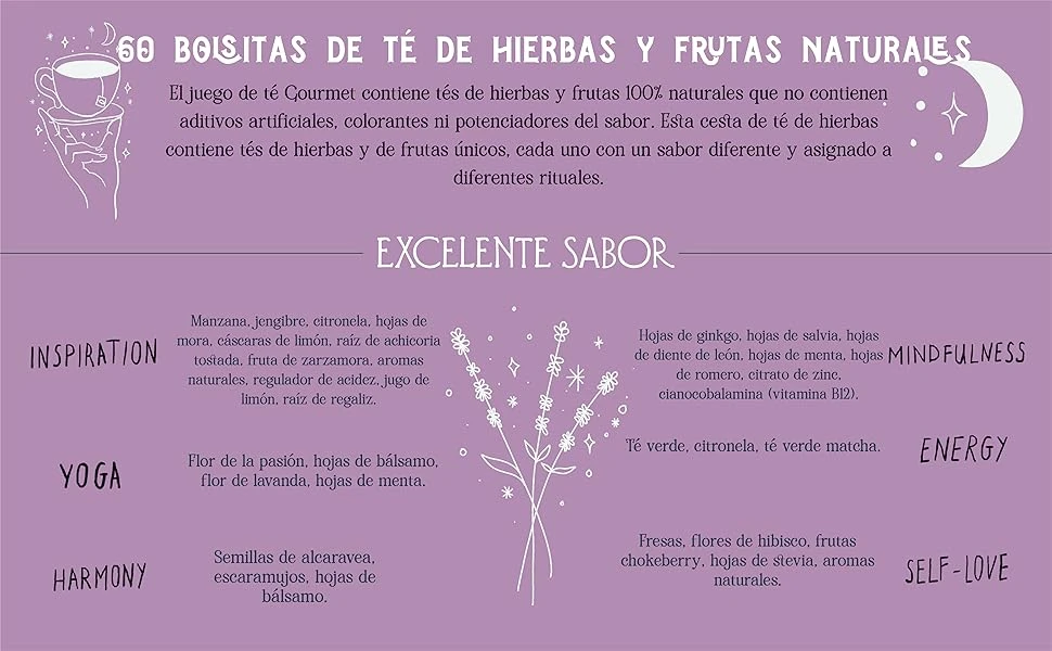 ACORUS | Surtido de Té Rituals | Caja de regalo con 6 tés surtidos naturales | 60 bolsitas de té - Imagen 4