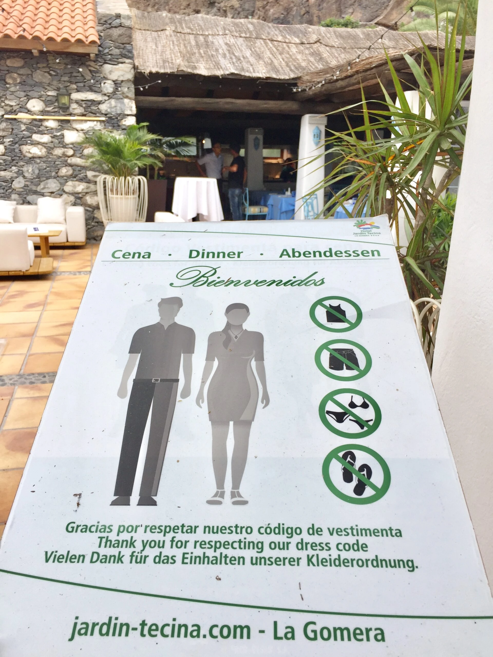 Entrada restaurante Hotel Jardín Tecina en La Gomera